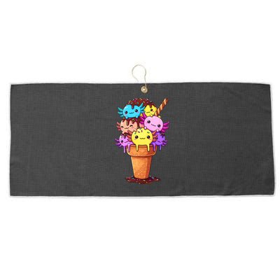Axolotls Ice Cream Funny Axolotl Large Microfiber Waffle Golf Towel