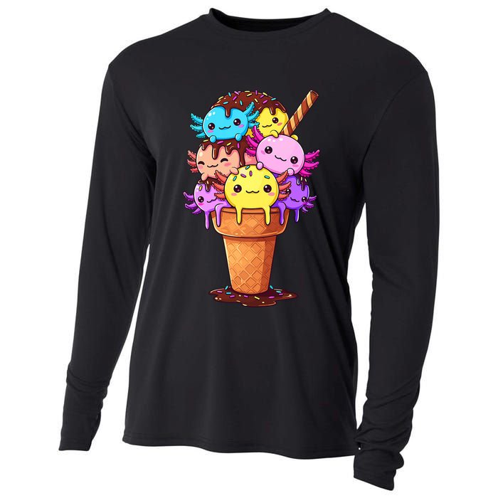 Axolotls Ice Cream Funny Axolotl Cooling Performance Long Sleeve Crew