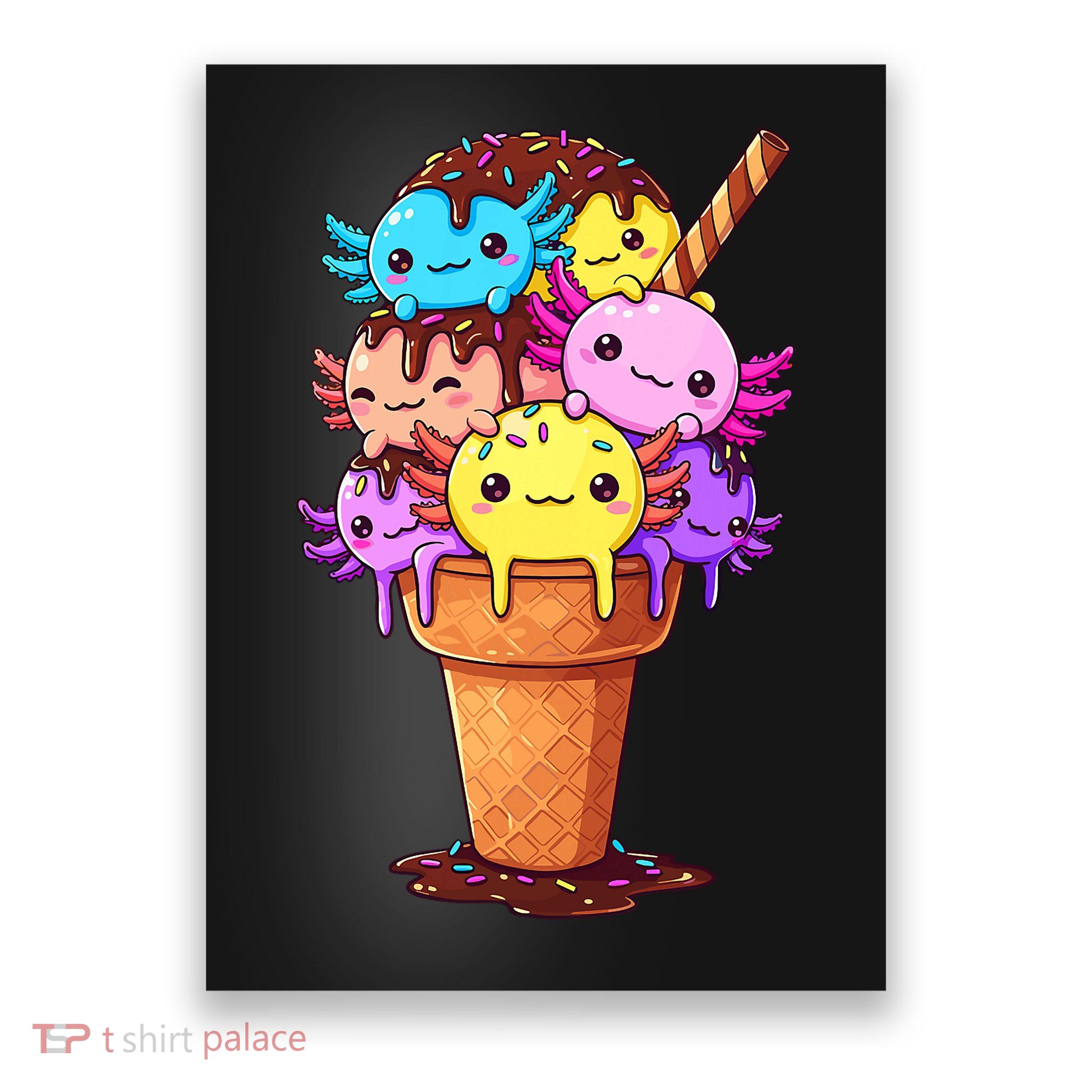 Axolotls Ice Cream Funny Axolotl Poster