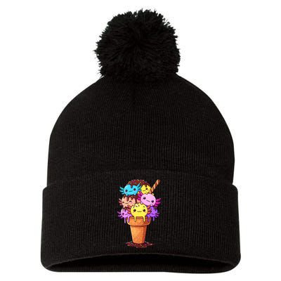 Axolotls Ice Cream Funny Axolotl Pom Pom 12in Knit Beanie
