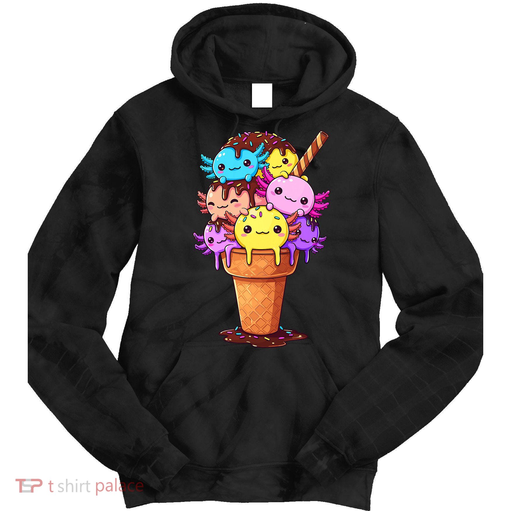 Axolotls Ice Cream Funny Axolotl Tie Dye Hoodie
