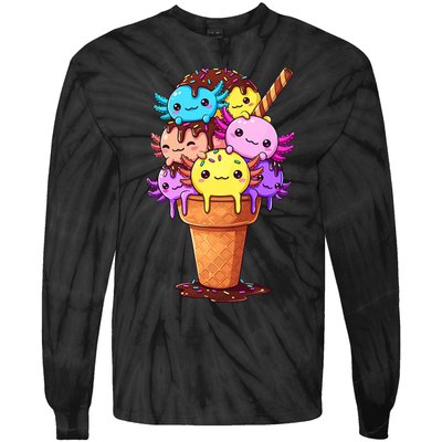 Axolotls Ice Cream Funny Axolotl Tie-Dye Long Sleeve Shirt