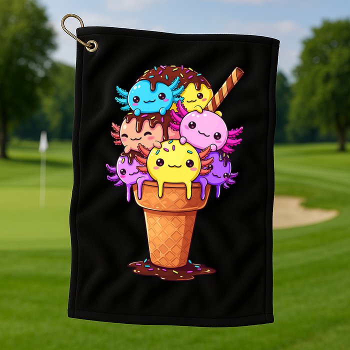 Axolotls Ice Cream Funny Axolotl Golf Towel