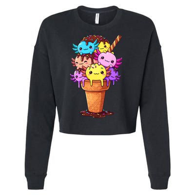 Axolotls Ice Cream Funny Axolotl Cropped Pullover Crew