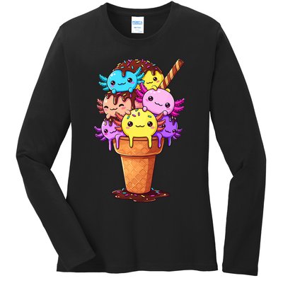 Axolotls Ice Cream Funny Axolotl Ladies Long Sleeve Shirt