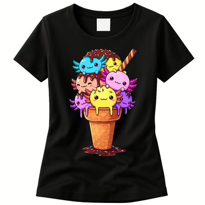 Axolotls Ice Cream Funny Axolotl Womens T-Shirt