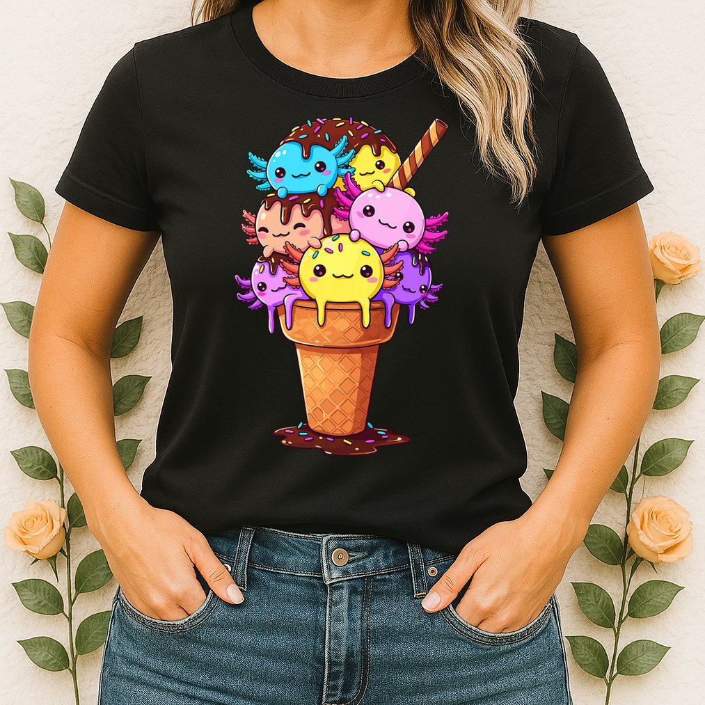 Axolotls Ice Cream Funny Axolotl Womens T-Shirt