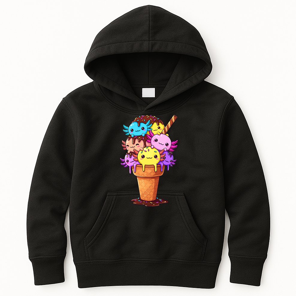 Axolotls Ice Cream Funny Axolotl Kids Hoodie