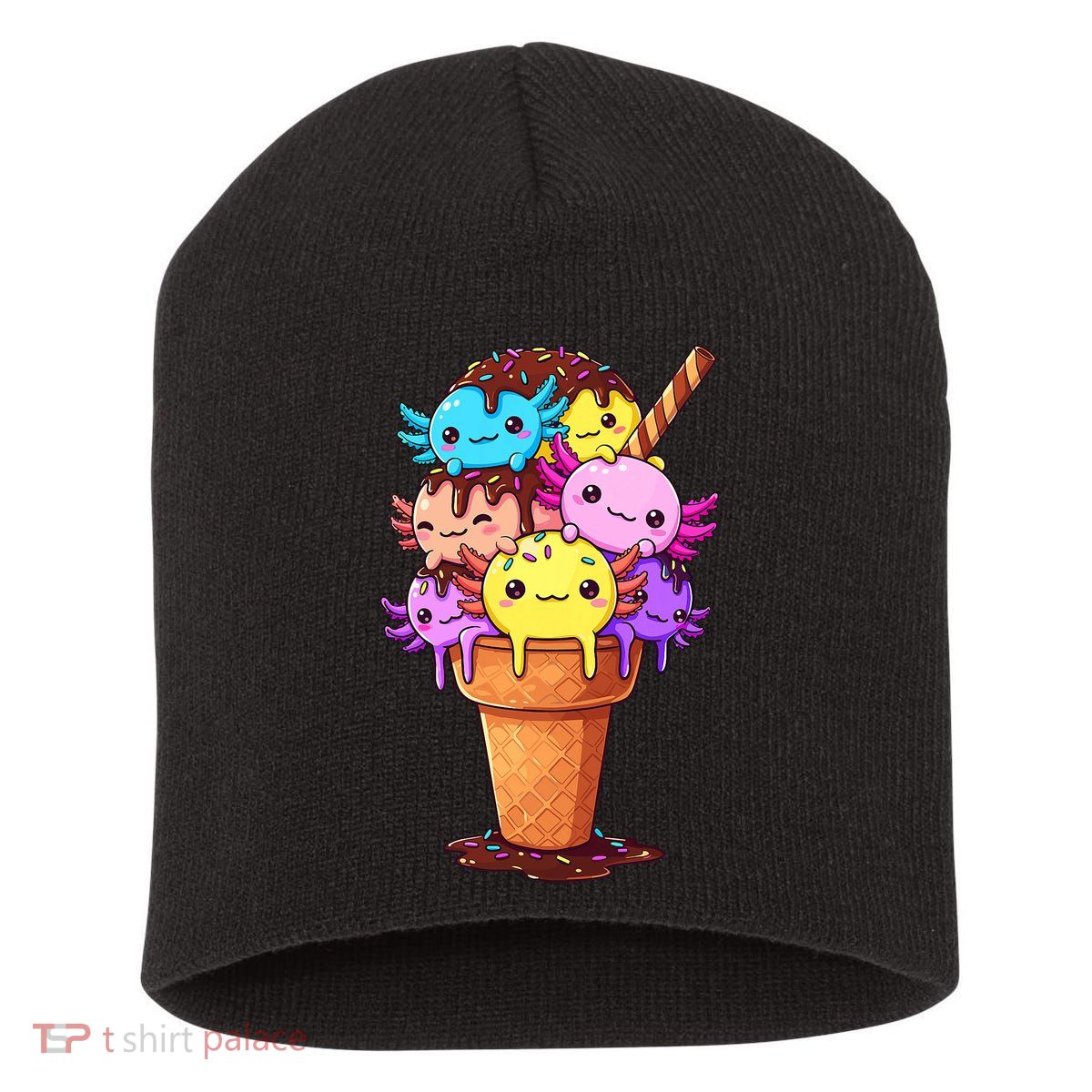 Axolotls Ice Cream Funny Axolotl Short Acrylic Beanie