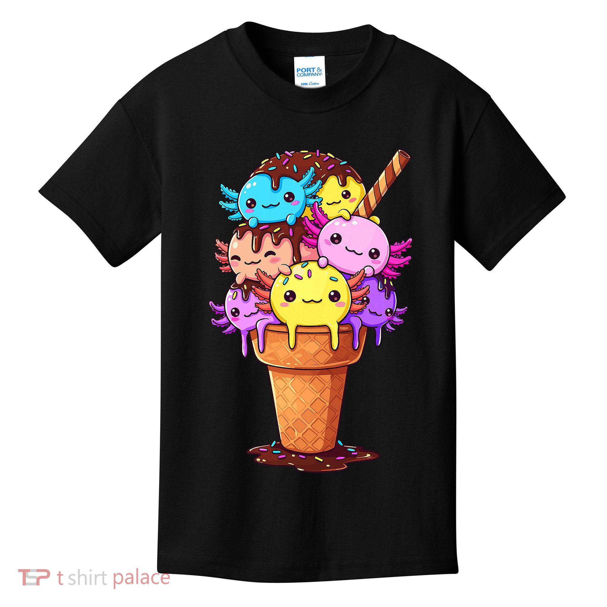 Axolotls Ice Cream Funny Axolotl Kids T-Shirt