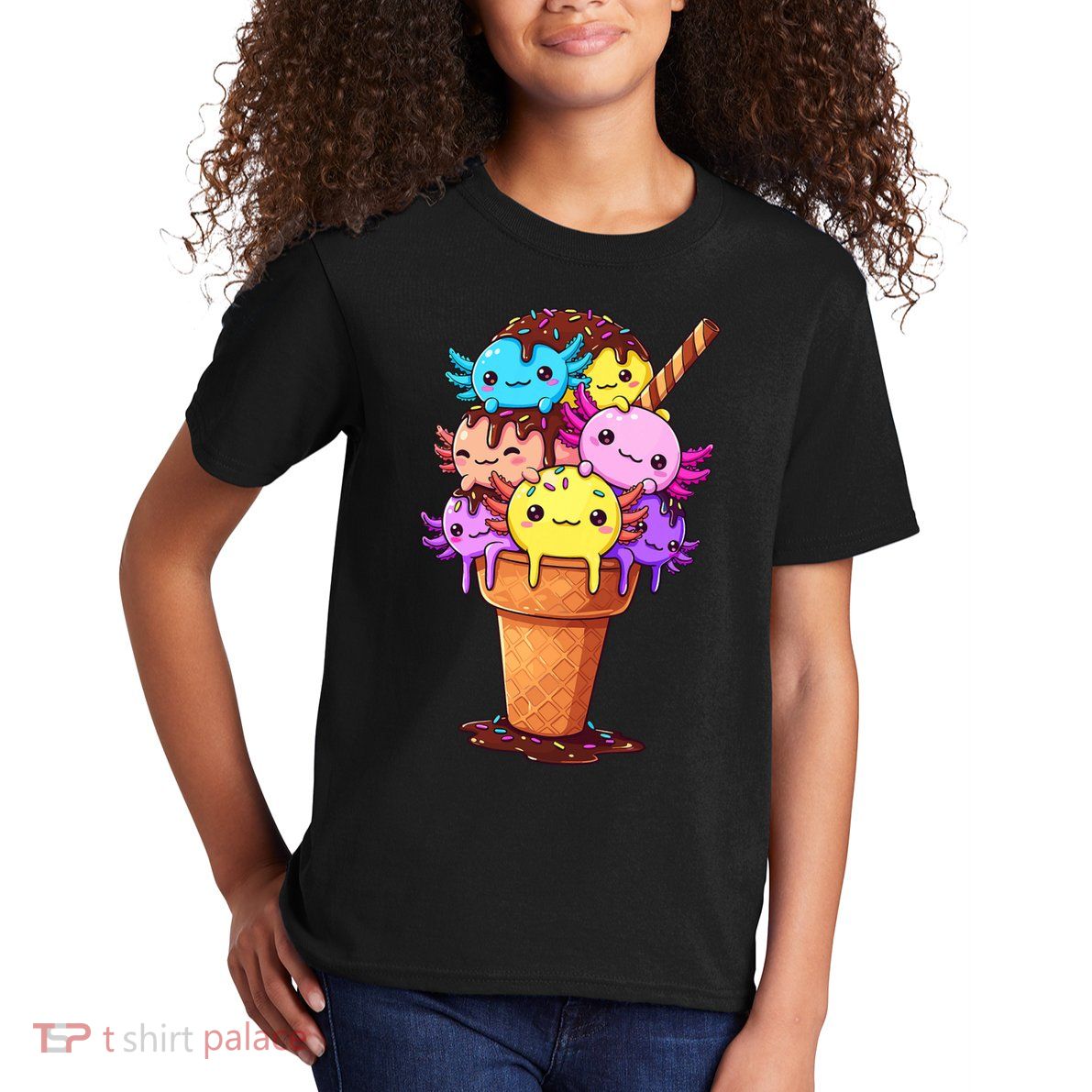 Axolotls Ice Cream Funny Axolotl Kids T-Shirt