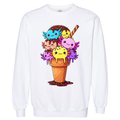 Axolotls Ice Cream Funny Axolotl Garment-Dyed Sweatshirt