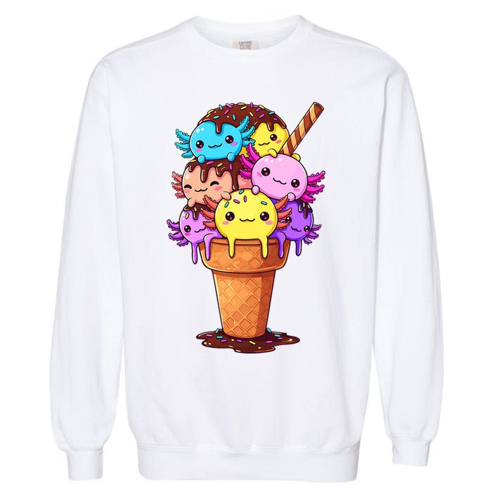 Axolotls Ice Cream Funny Axolotl Garment-Dyed Sweatshirt