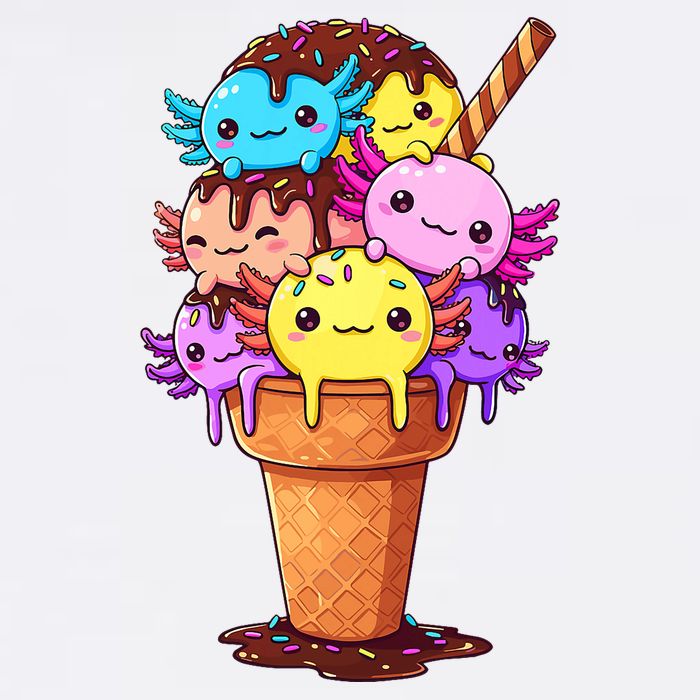 Axolotls Ice Cream Funny Axolotl Garment-Dyed Sweatshirt