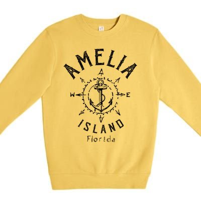 Amelia Island Compass Rose Florida Cute Gift Premium Crewneck Sweatshirt