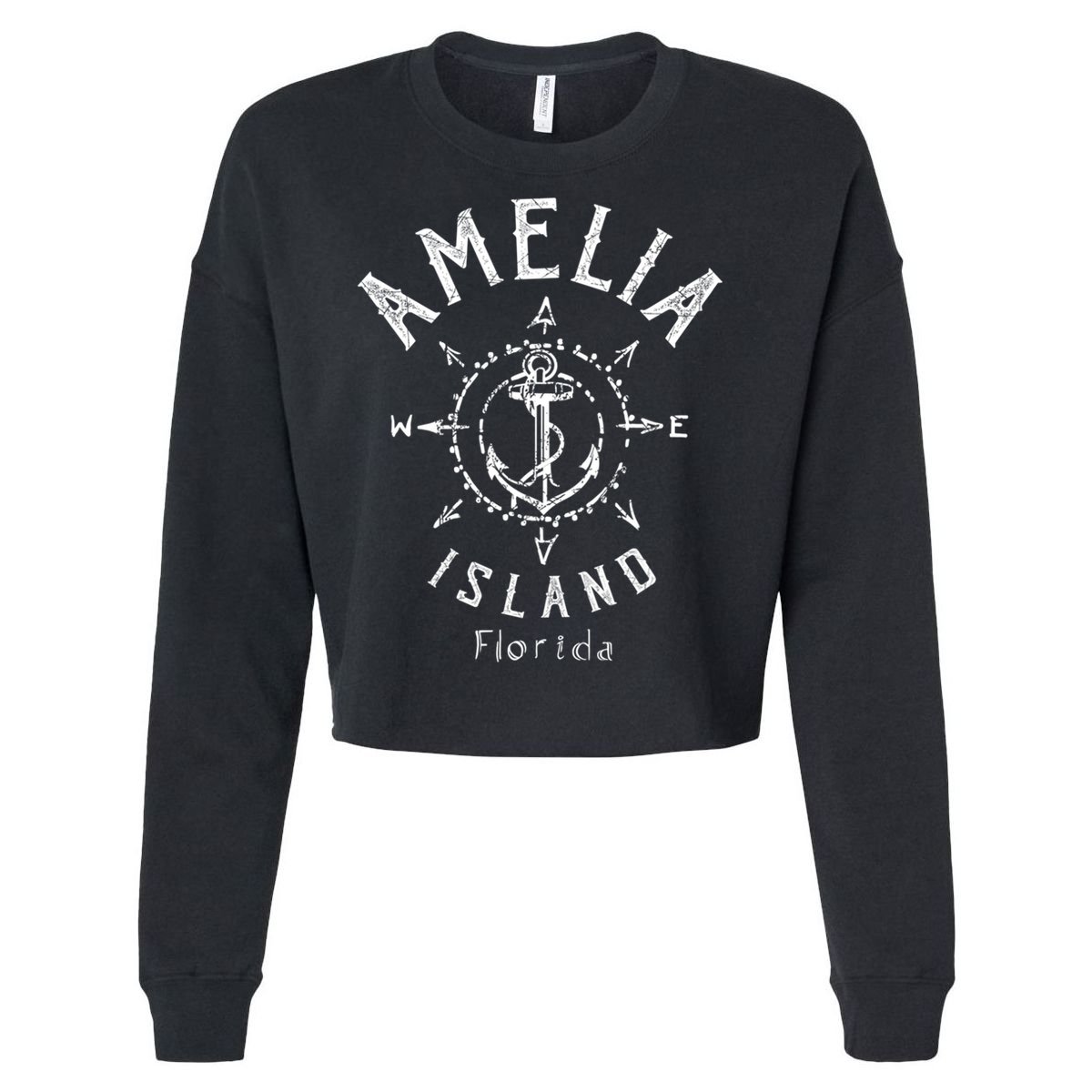 Amelia Island Compass Rose Florida Cute Gift Cropped Pullover Crew