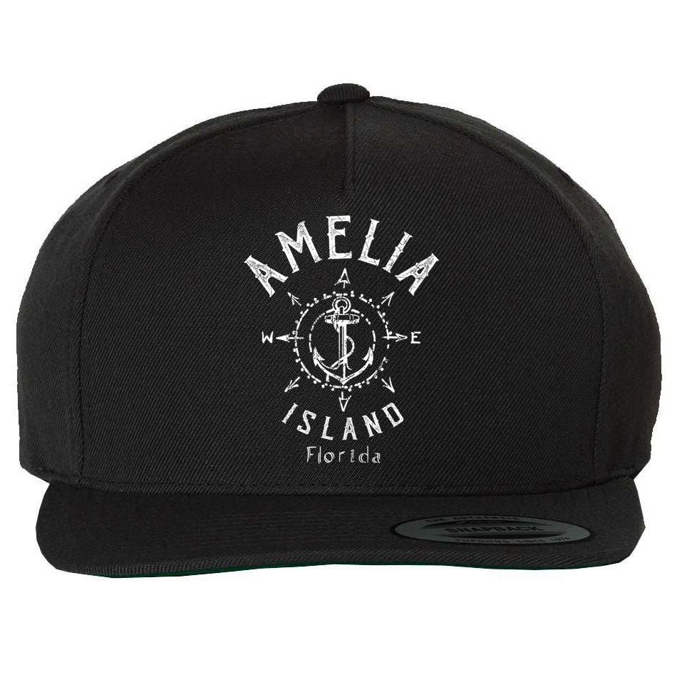 Amelia Island Compass Rose Florida Cute Gift Wool Snapback Cap