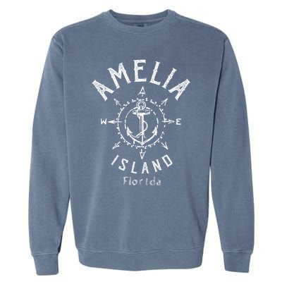 Amelia Island Compass Rose Florida Cute Gift Garment-Dyed Sweatshirt