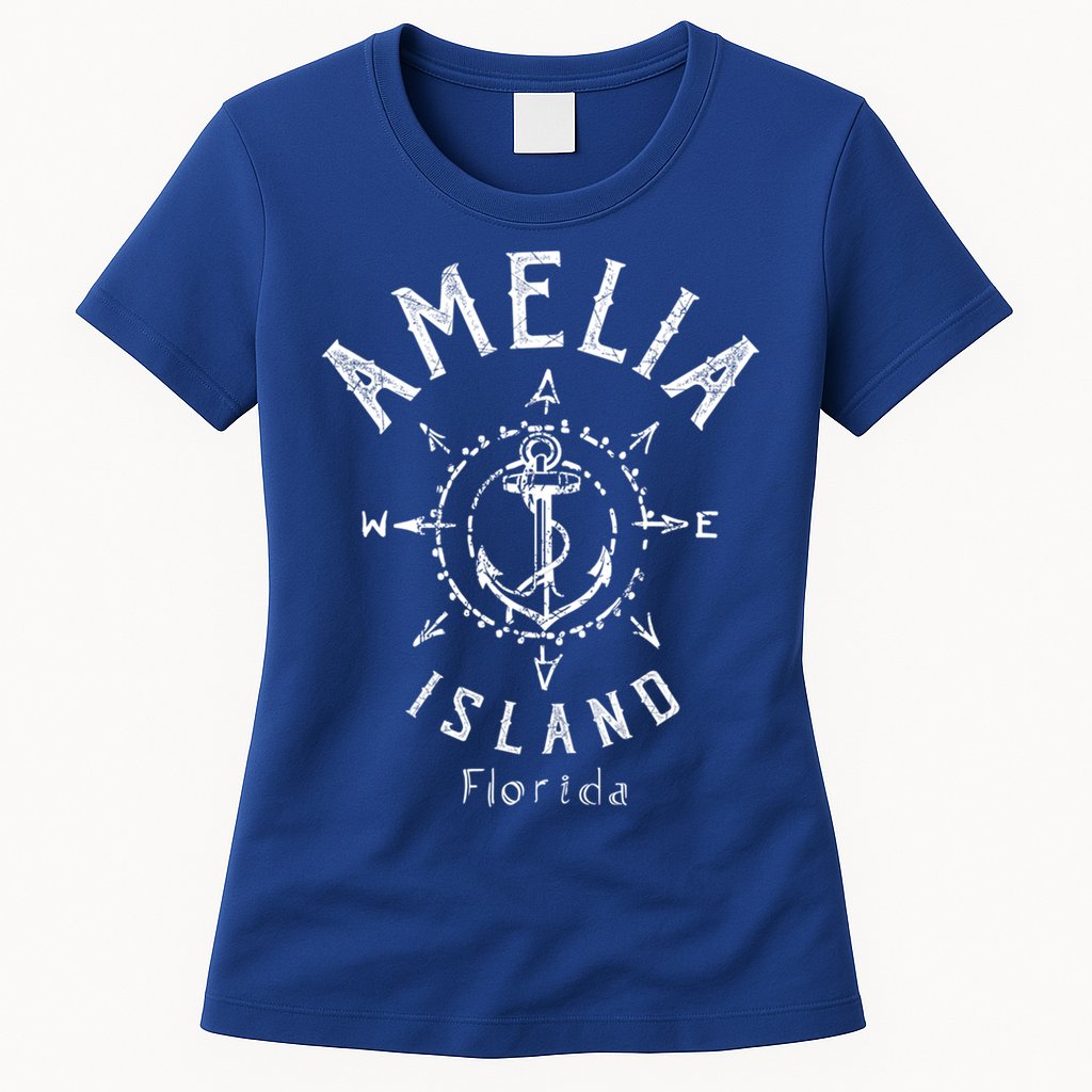 Amelia Island Compass Rose Florida Cute Gift Womens T-Shirt