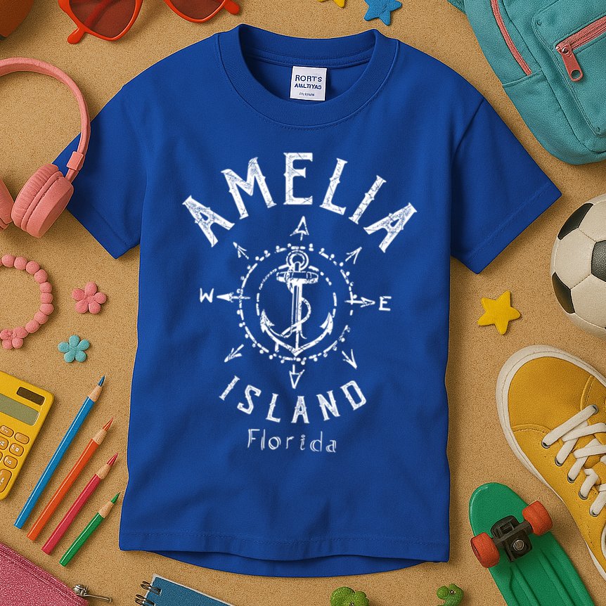 Amelia Island Compass Rose Florida Cute Gift Kids T-Shirt