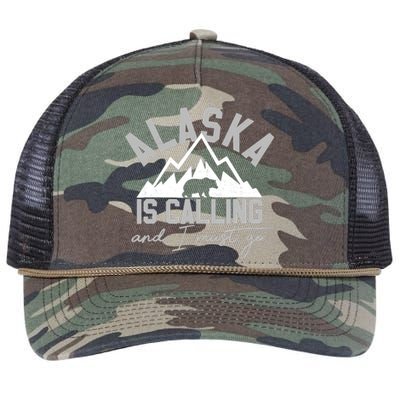 Alaska Is Calling And I Must Go Traveler Gift Retro Rope Trucker Hat Cap