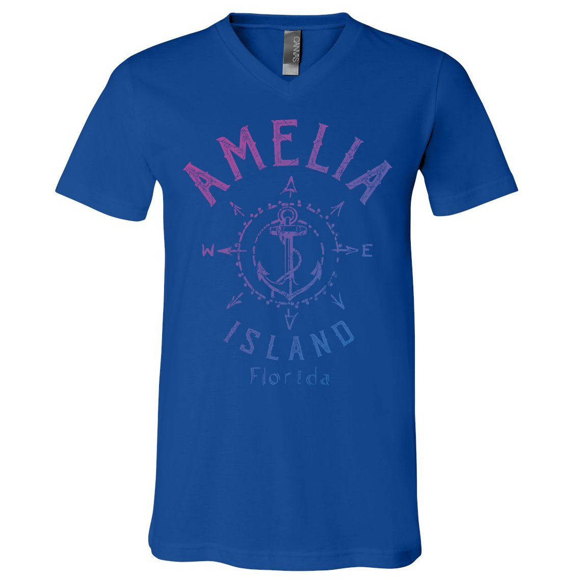 Amelia Island Compass Rose Florida Cute Gift V-Neck T-Shirt