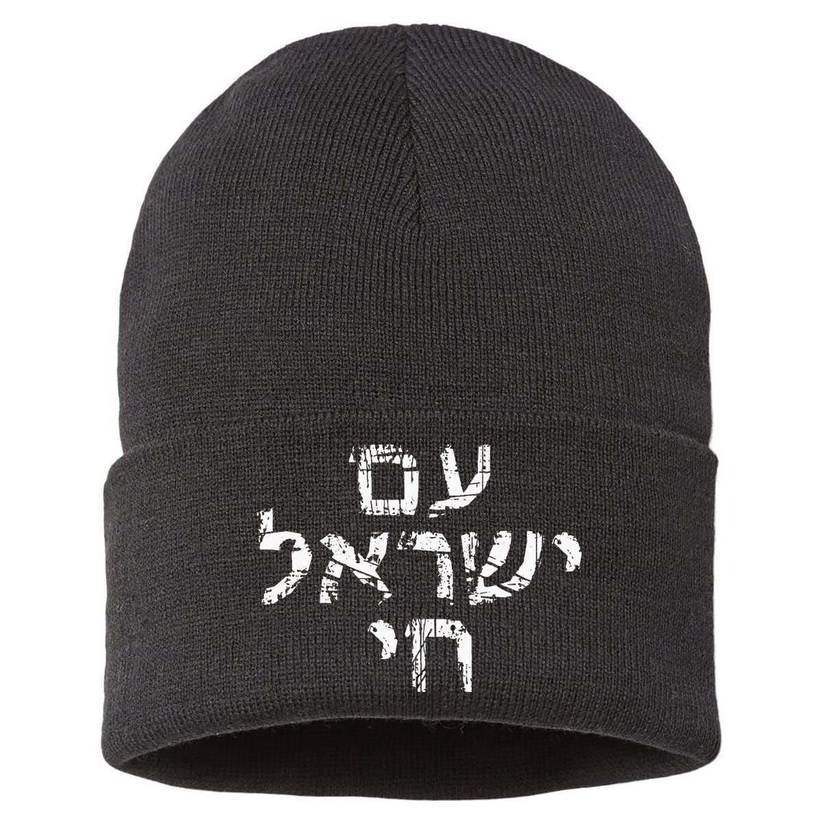 Am Israel Chai Jewish Pride Support Israeli Hebrew Jerusalem Sustainable Knit Beanie