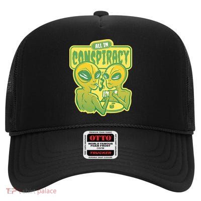All In Conspiracy Poker Alien High Crown Mesh Back Trucker Hat