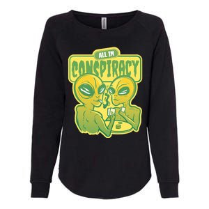 All In Conspiracy Poker Alien Womens California Wash Sweatshirt