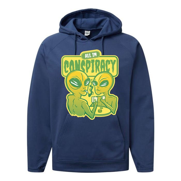 All In Conspiracy Poker Alien Performance Fleece Hoodie