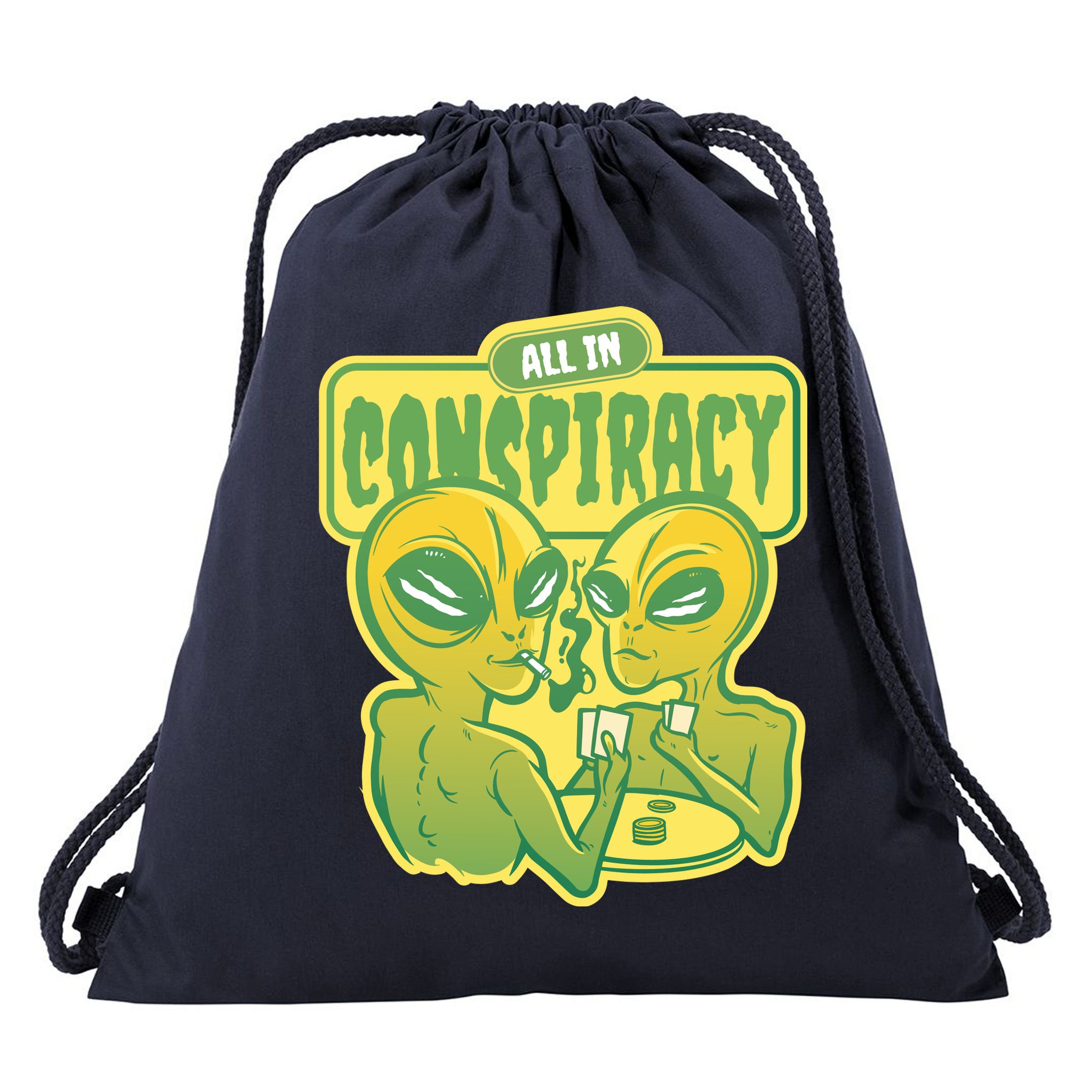 All In Conspiracy Poker Alien Drawstring Bag