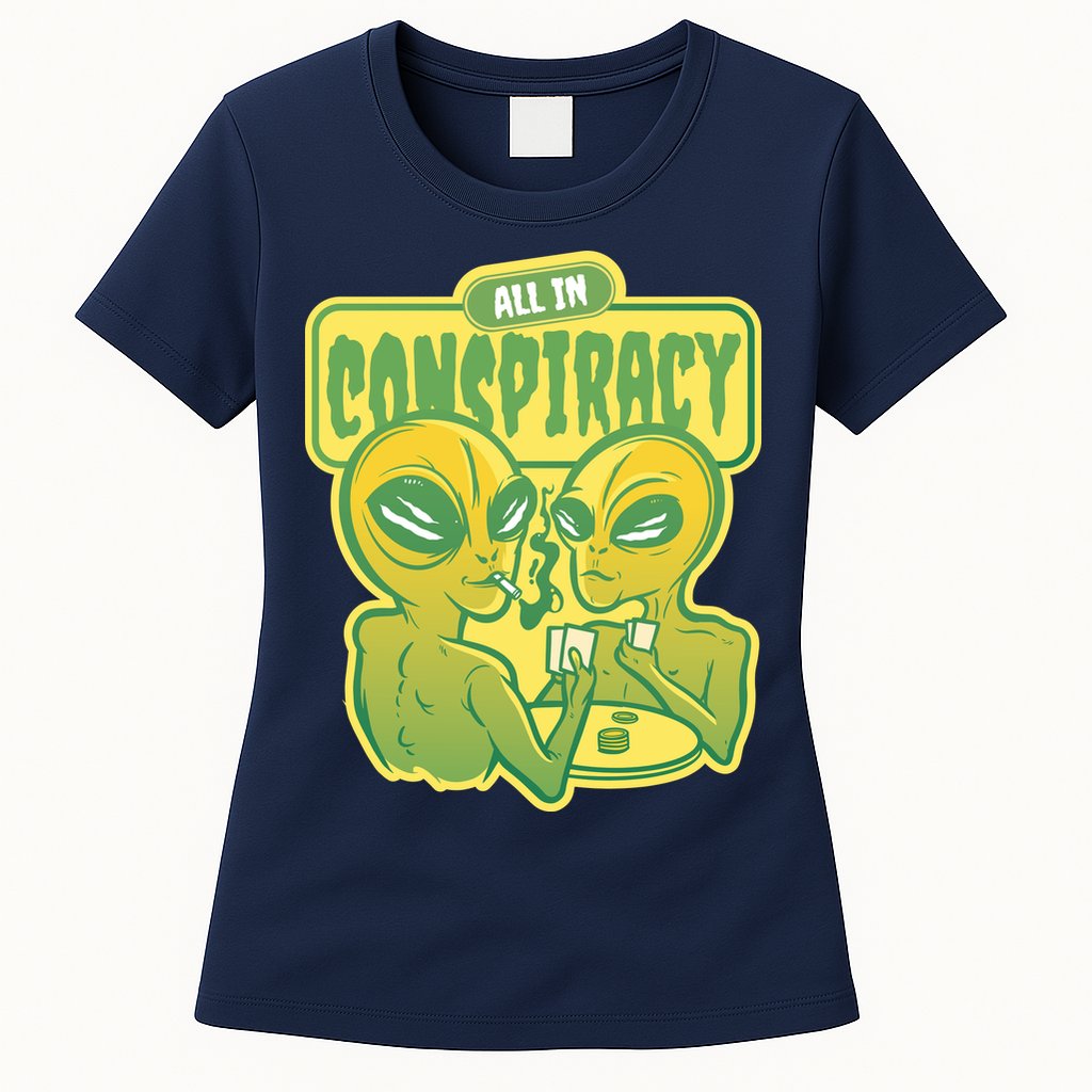 All In Conspiracy Poker Alien Womens T-Shirt