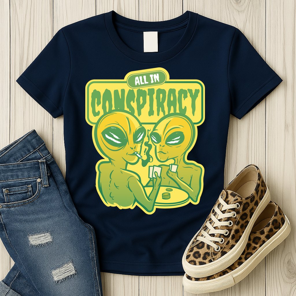 All In Conspiracy Poker Alien Womens T-Shirt