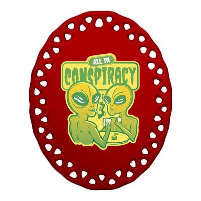 All In Conspiracy Poker Alien Ceramic Oval Ornament