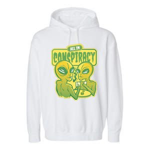 All In Conspiracy Poker Alien Garment-Dyed Fleece Hoodie