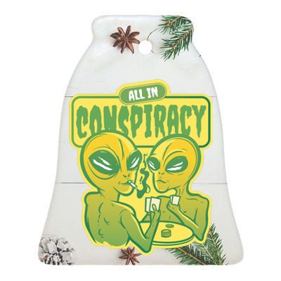 All In Conspiracy Poker Alien Ceramic Bell Ornament