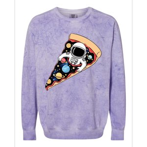 Astronaut In Cosmic Pizza Slice Colorblast Crewneck Sweatshirt