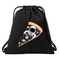 Astronaut In Cosmic Pizza Slice Drawstring Bag