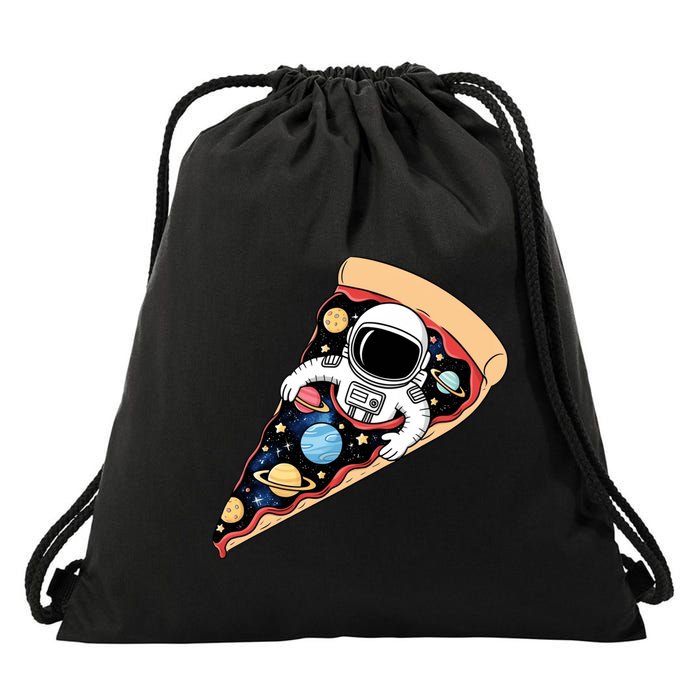 Astronaut In Cosmic Pizza Slice Drawstring Bag