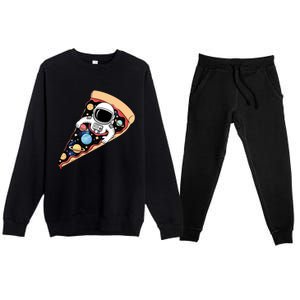 Astronaut In Cosmic Pizza Slice Premium Crewneck Sweatsuit Set