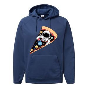 Astronaut In Cosmic Pizza Slice Performance Fleece Hoodie