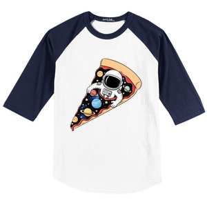 Astronaut In Cosmic Pizza Slice Baseball Sleeve Shirt