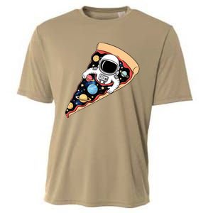 Astronaut In Cosmic Pizza Slice Cooling Performance Crew T-Shirt