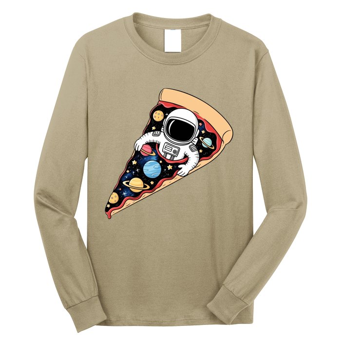 Astronaut In Cosmic Pizza Slice Long Sleeve Shirt