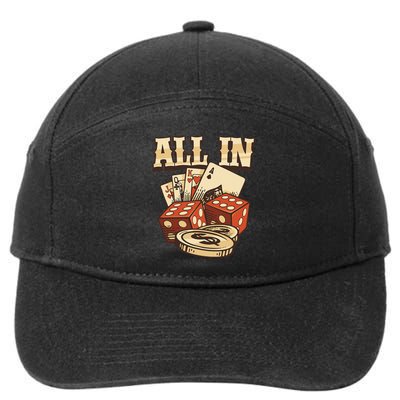 All In Card Game Playing Cards Poker Player Gambling Casino 7-Panel Snapback Hat