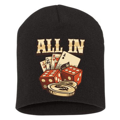 All In Card Game Playing Cards Poker Player Gambling Casino Short Acrylic Beanie