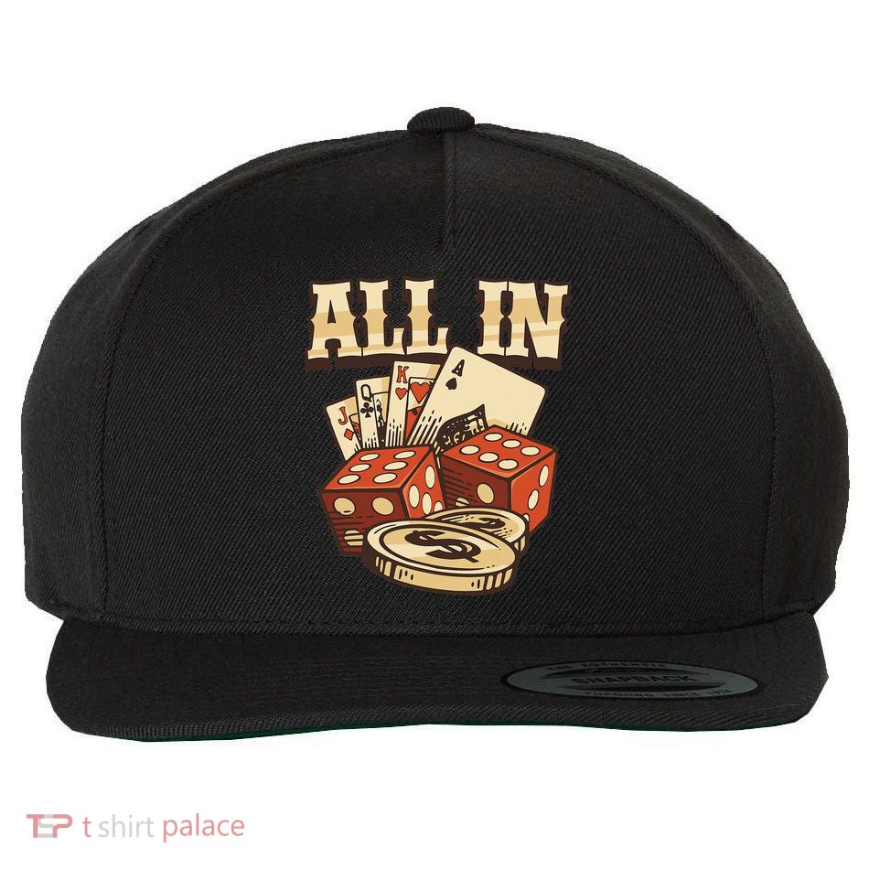 All In Card Game Playing Cards Poker Player Gambling Casino Wool Snapback Cap