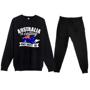 Australia Is Calling And I Must Go Great Gift Premium Crewneck Sweatsuit Set