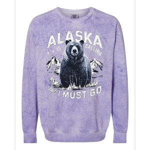 Alaska Is Calling And I Must Go Alaskan Bear And Nature Colorblast Crewneck Sweatshirt