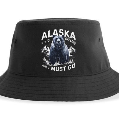 Alaska Is Calling And I Must Go Alaskan Bear And Nature Sustainable Bucket Hat